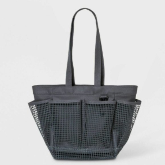 Grey Mesh Light Weight Shower Essentials Tote with Hook - Picture 1 of 1